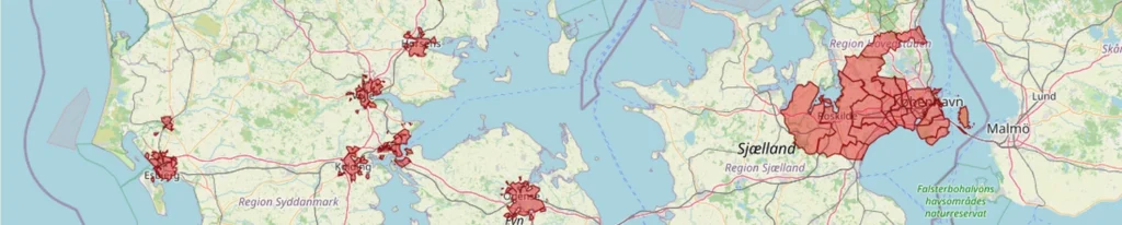 Kort over spærretider for særtransporter i Danmark